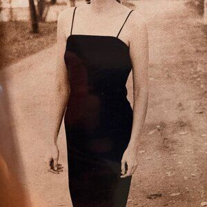 Alex Evenings Black Velvet Evening Gown Size 8 Spaghetti Strap Formal Dress